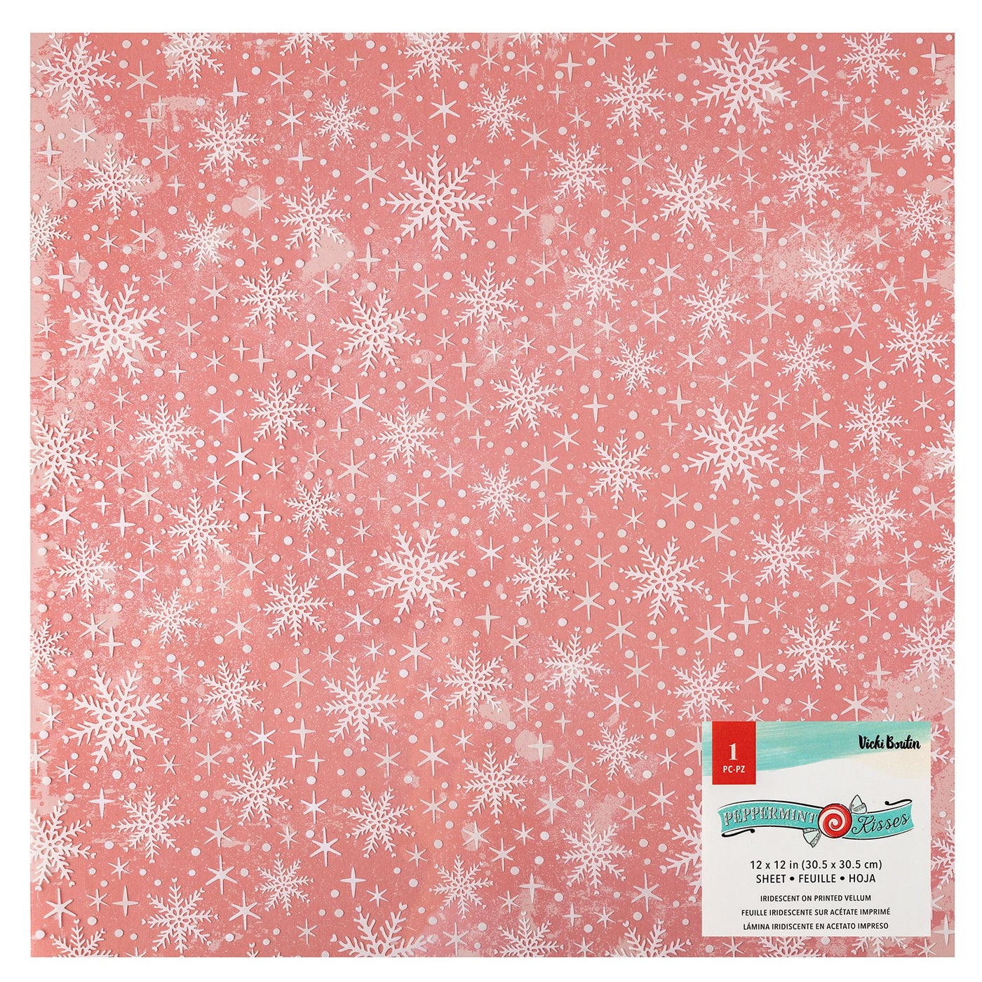 12x12 specialty paper. Layer your favorite memories with vibrant pops of iridescent foil snowflakes on clear acetate.  Vicki Boutin