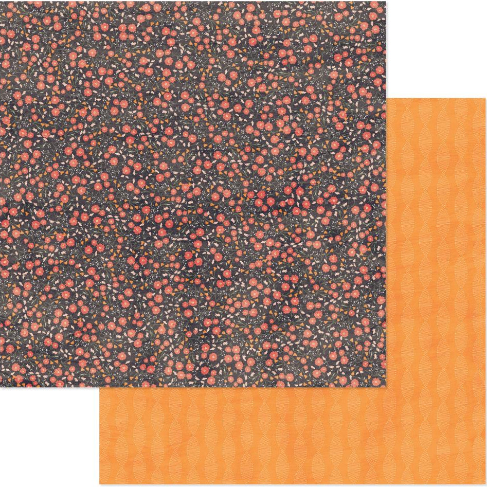 paper with fall floral pattern and oraange pattern reverse.