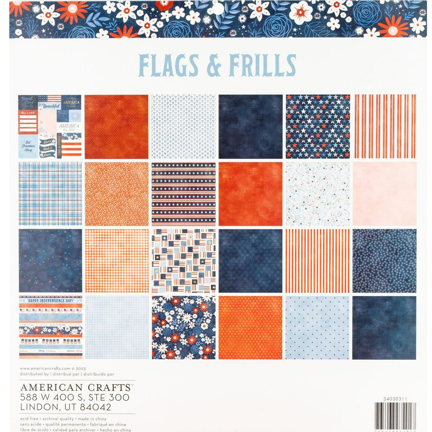 FLAGS AND FRILLS - 12x12 Paper Pad - 24 Sheets - American Crafts