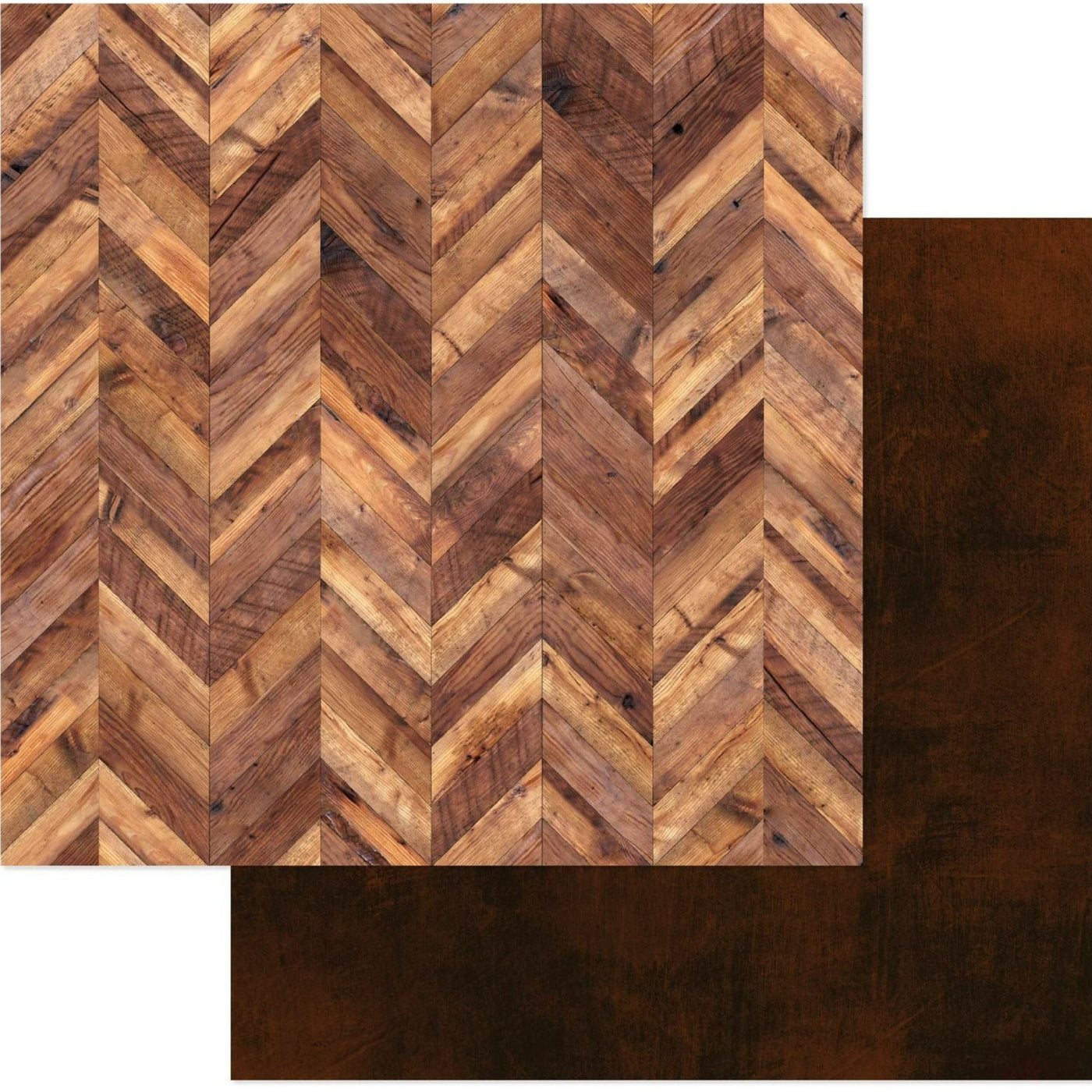It is printed on two sides. (Side A- rows of herringbone wood pattern, Side B - dark wood planks) Acid-free.