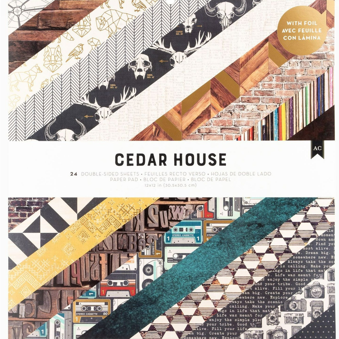 Increase your paper crafting potential with Cedar House 12x12 Paper Pad. With 24 sheets of various rustic and boho-inspired patterns. Chevron, wood plank, and old brick designs: Get inspired to create stunning crafts and cards. Versatile and high-quality, elevate your projects with ease.