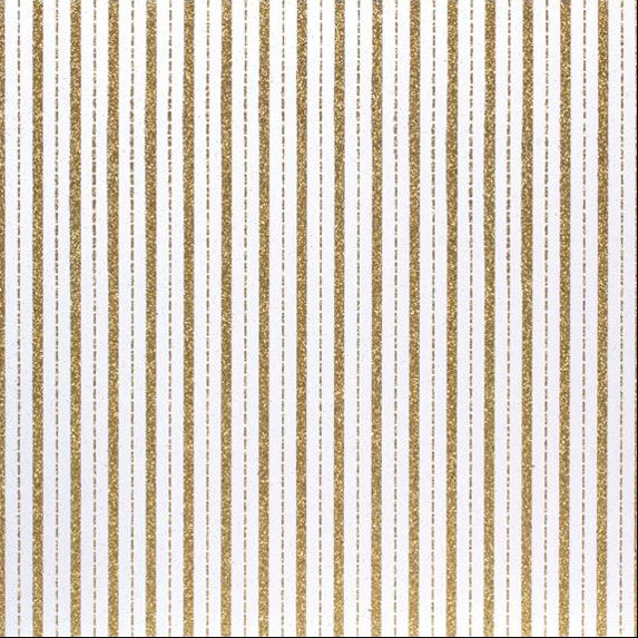 Pattern of vertical gold glitter stripes on a white background