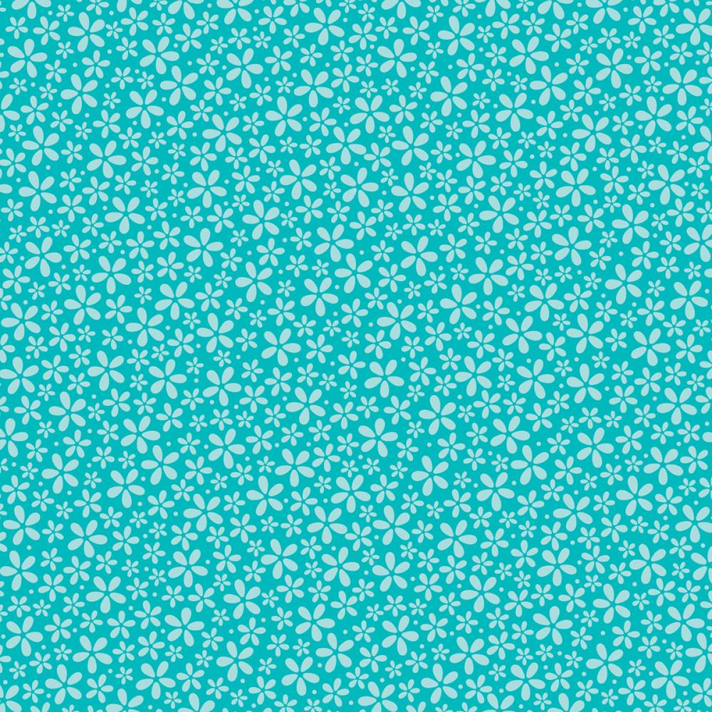 Teal background with small white floral pattern