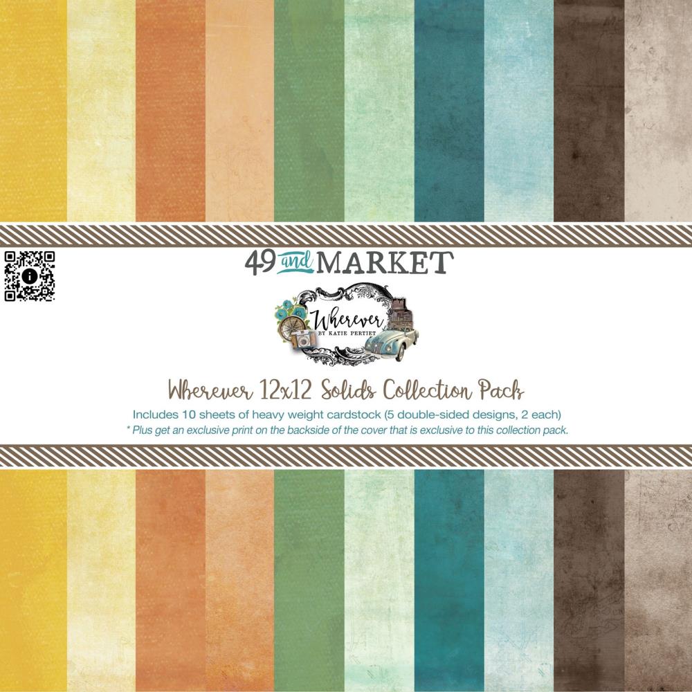 This pack of 10 12" x 12" double-sided papers from the Wherever Collection is versatile for card making and crafts—49 And Market.