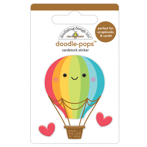 Hot air balloon 3D doodle-pops sticker, a fun embellishment for craft projects by Doodlebug Design.