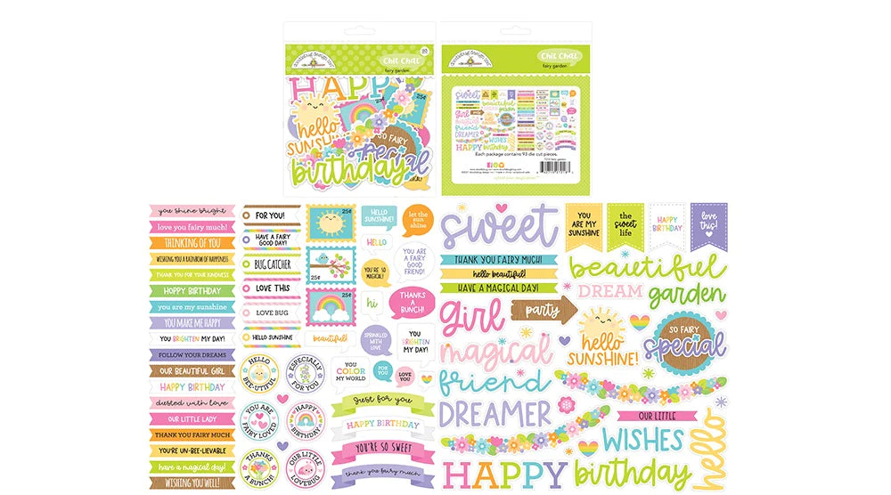 Chit Chat die-cut cardstock pieces are part of the Fairy Garden Collection from Doodlebug. Perfect for cards, scrapbook pages, tags, journals, planners, and other paper crafting projects. 