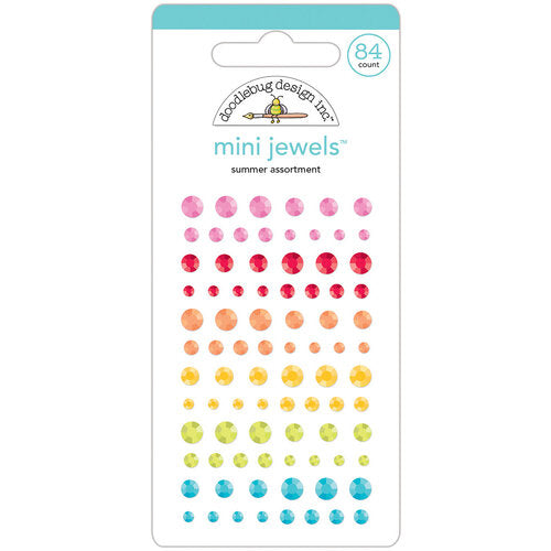 Summer Jewels with 84 multi-color, self-adhesive rhinestones in small, medium and large sizes by Doodlebug Design.
