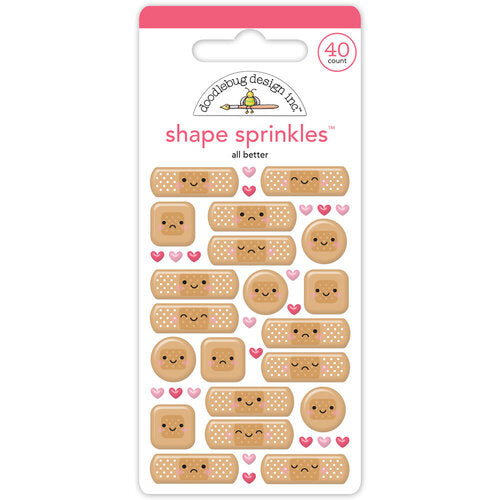Pastel, self-adhesive bandaids with hearts are fun embellishments for craft projects by Doodlebug Design.