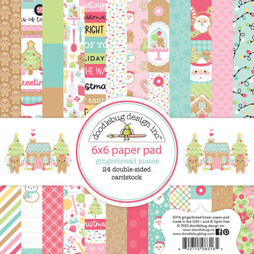 6x6 pad with 24 double-sided pastel prints and matching Christmas patterns reverse; Gingerbread Kisses Petite Prints Collection by Doodlebug Design.