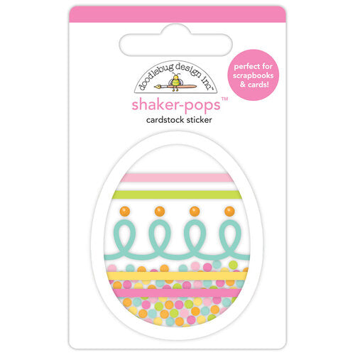 Easter egg 3D shaker-pops sticker, a fun embellishment for craft projects by Doodlebug Design.