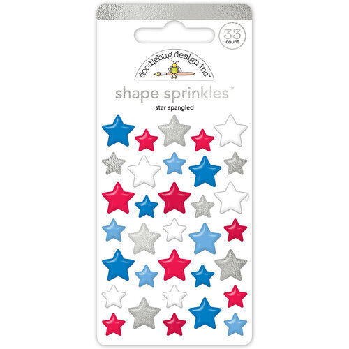 Introducing STAR SPANGLED Shape Sprinkles by Doodlebug Design! Elevate your crafting projects with these self-adhesive enamel shapes. This set of enchanting shapes features a captivating mix of stars, perfect for adding a touch of magic to your creations. 