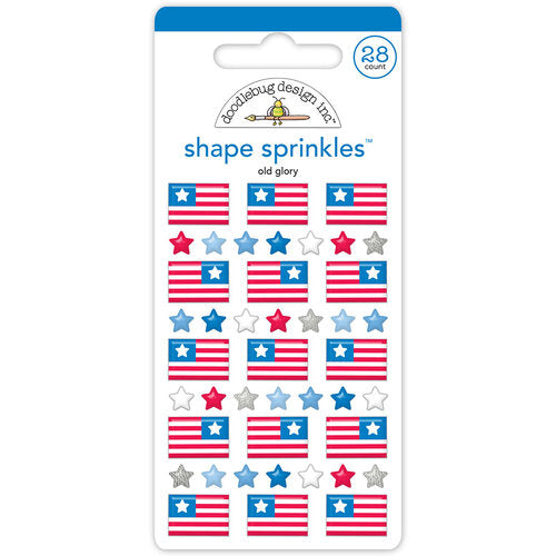 Introducing OLD GLORY Shape Sprinkles by Doodlebug Design! Elevate your crafting projects with these self-adhesive enamel shapes. This set of enchanting shapes features a captivating mix of stars and flags, perfect for adding a touch of magic to your creations. 