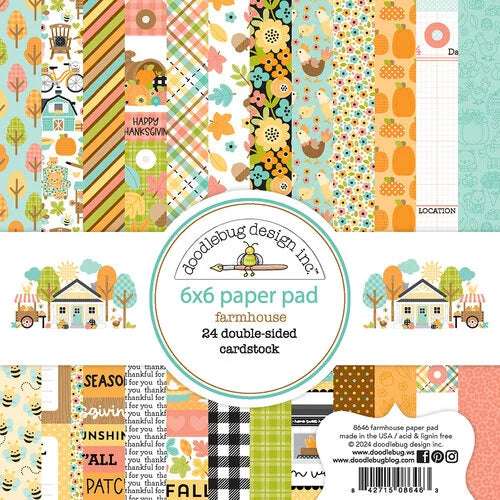Doodlebug Design Inc. farmhouse-themed paper pad with various patterns and colors.