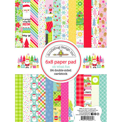 Doodlebug Design Inc. 6x8 paper pad with various festive patterns on a white background.