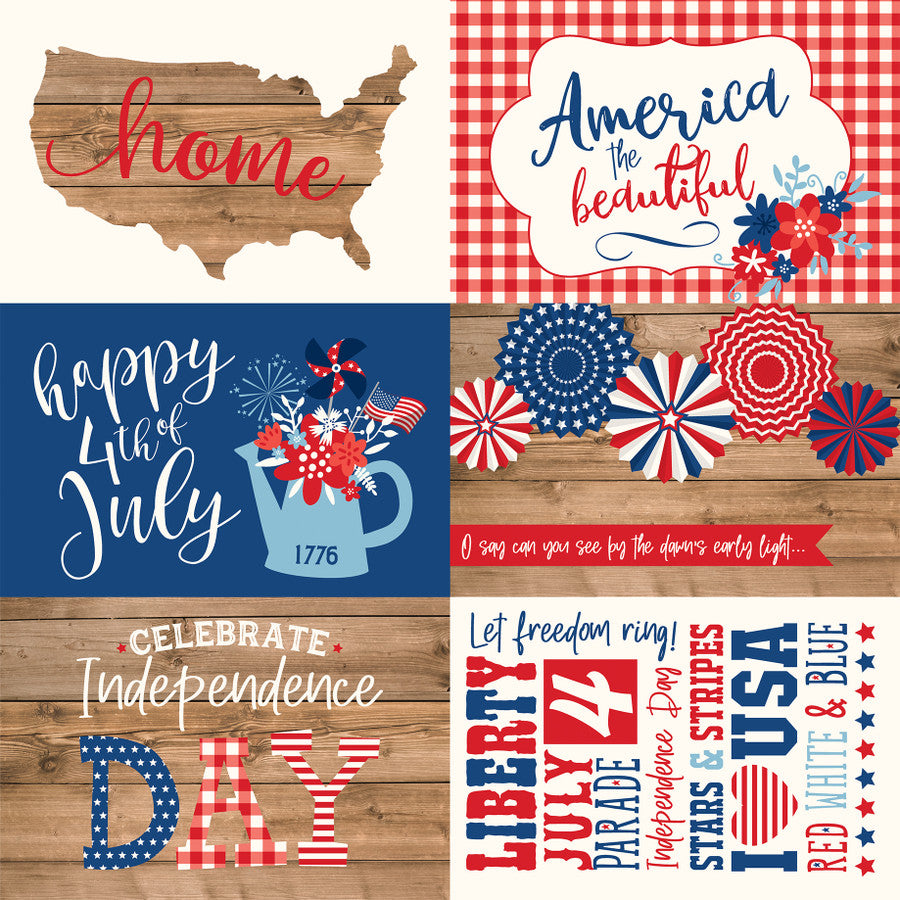4X6 AMERICA JOURNALING CARDS - 12x12 Double-Sided Patterned Paper - Echo Park