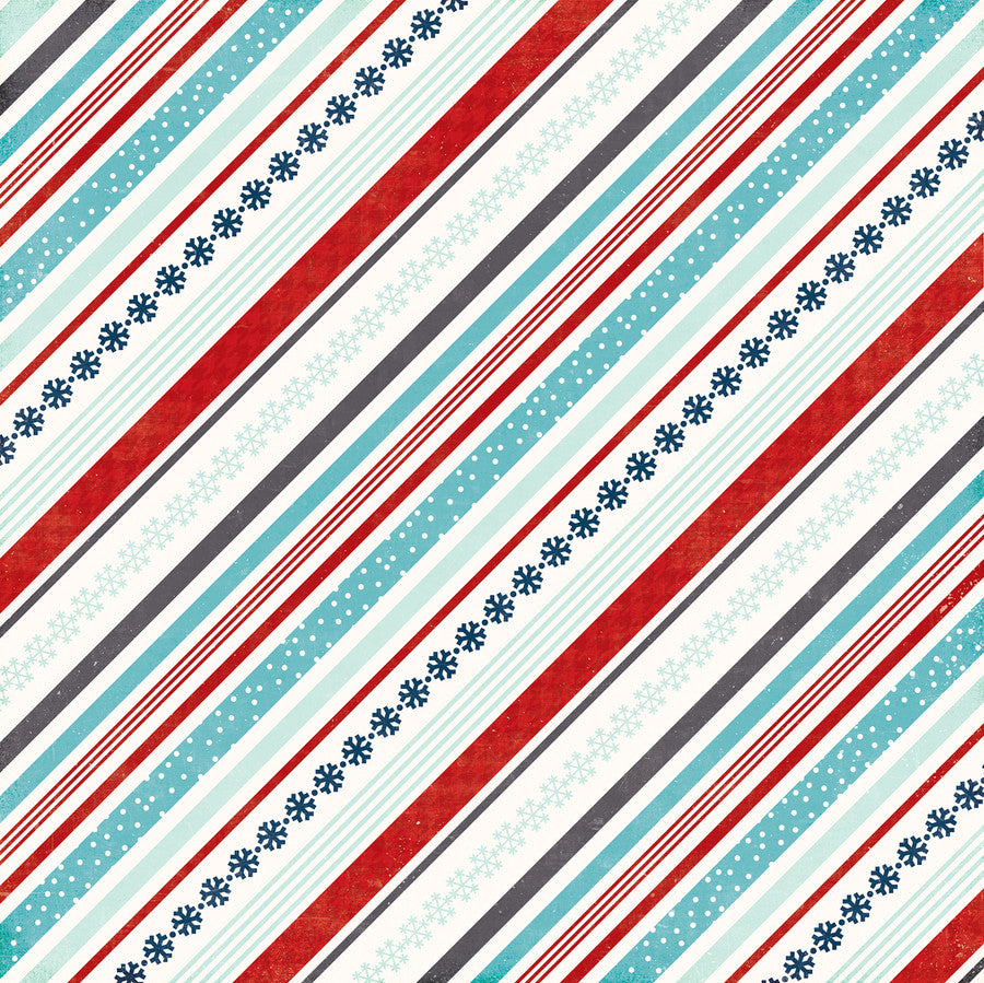 SNOWY STRIPES - 12x12 Double-Sided Patterned Paper - Echo Park