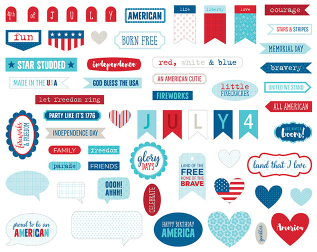 Ephemera Words die-cut cardstock pieces are part of the Fireworks & Freedom Collection from Bella Blvd. Perfect for cards, scrapbook pages, tags, journals, planners, and other paper crafting projects. 