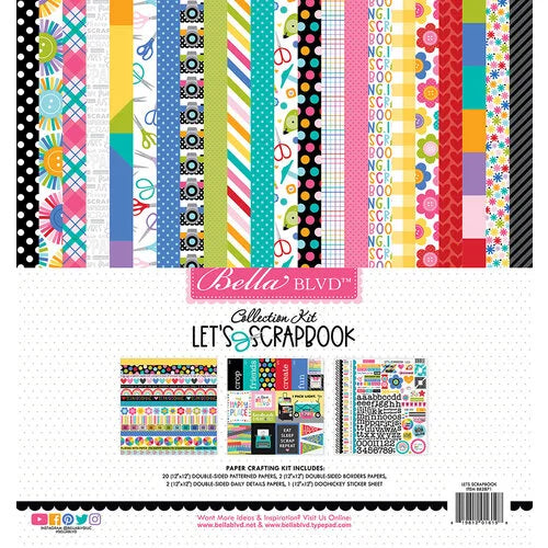 This pack of 24 12" x 12" double-sided papers and one sticker sheet from the Let's Scrapbook Collection is Versatile for card making and crafts—Bella Blvd.