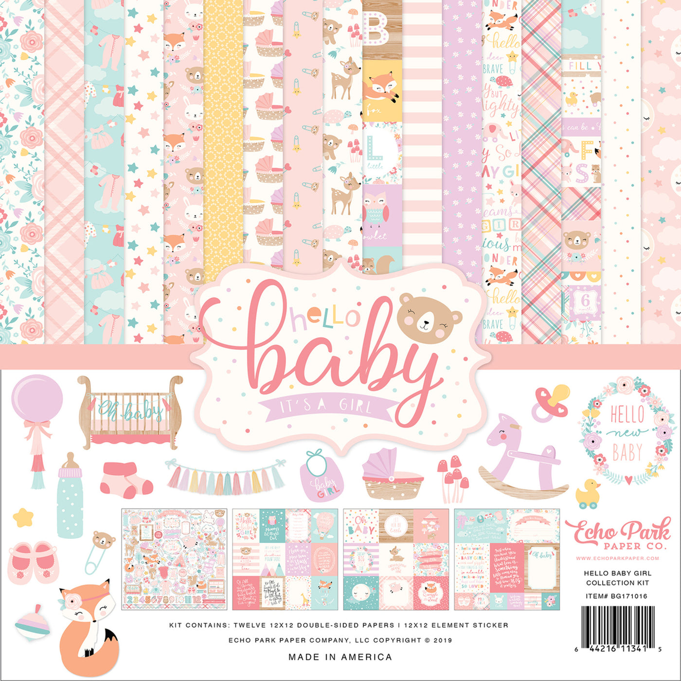 Twelve 12x12 double-sided designer sheets with creative patterns featuring florals, butterflies, forest animals, and all the love for a little girl. Archival quality and acid-free.