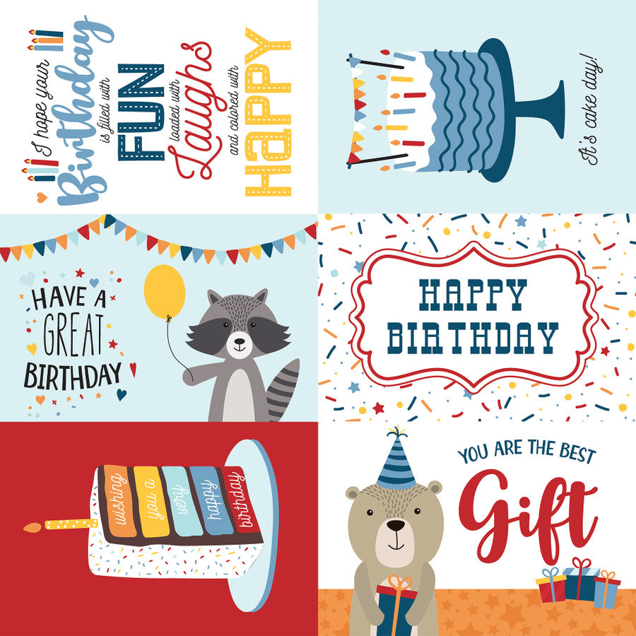 BIRTHDAY BOY 6X4 JOURNALING CARDS - 12x12 Double-Sided Patterned Paper - Echo Park
