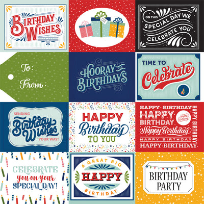 BIRTHDAY SALUTATIONS  4X3 JOURNALING CARDS - 12x12 Double-Sided Patterned Paper - Echo Park