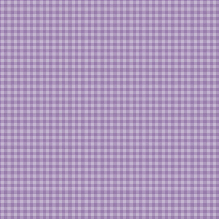 12x12 double-sided patterned paper. Side A - purple-colored gingham pattern, Side B - purple gingham with a smaller design set. Archival quality.