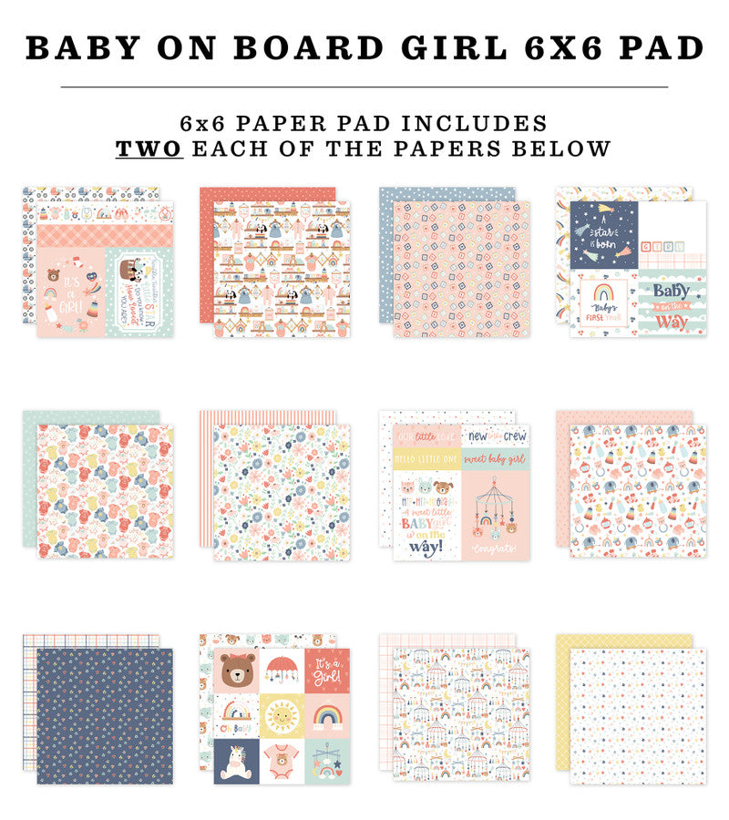 BABY ON BOARD - GIRL 6x6 Paper Pad - Echo Park
