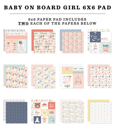 BABY ON BOARD - GIRL 6x6 Paper Pad - Echo Park
