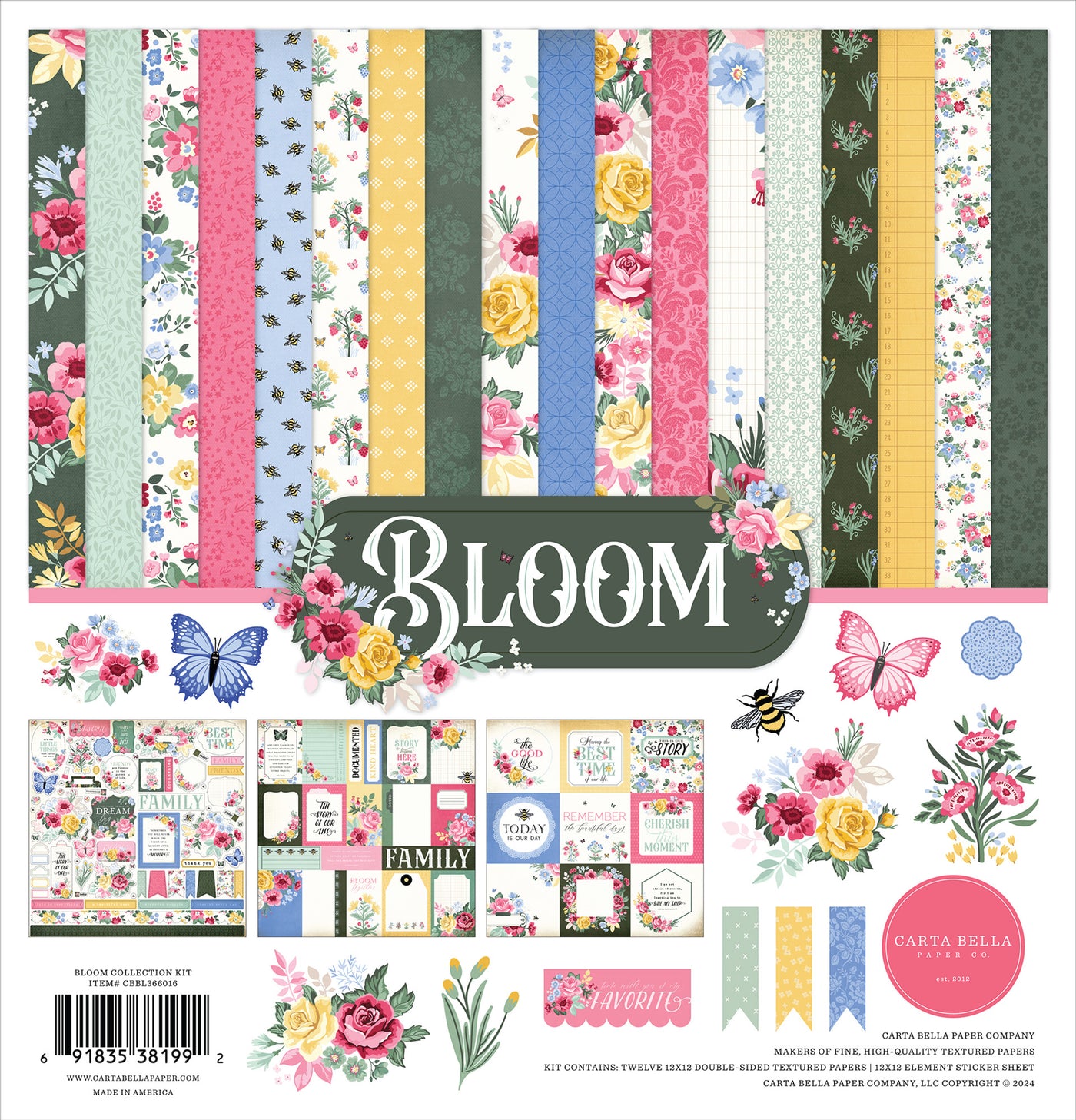 The Collection Kit for paper crafts includes 12 double-sided papers celebrating the good things in life, particularly family. The papers are of archival quality.
