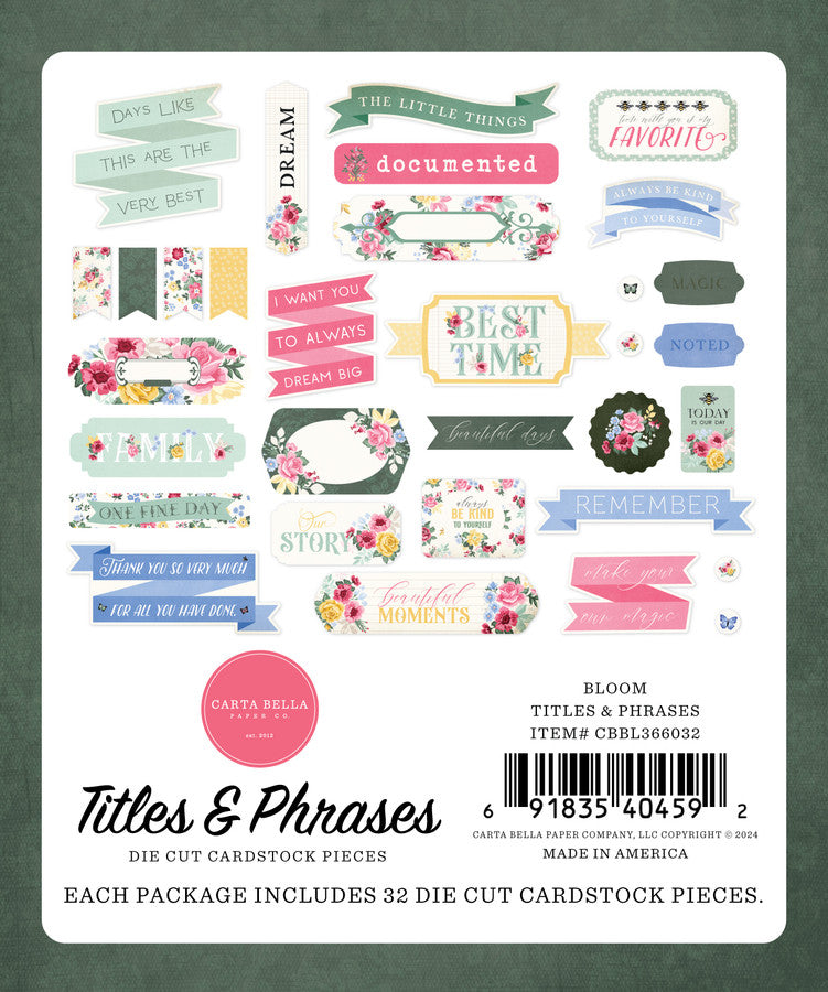 BLOOM Titles & Phrases - Carta Bella