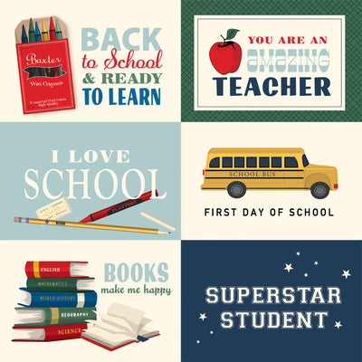 BACK TO SCHOOL 6X4 JOURNALING CARDS  - 12x12 Double-Sided Patterned Paper - Carta Bella