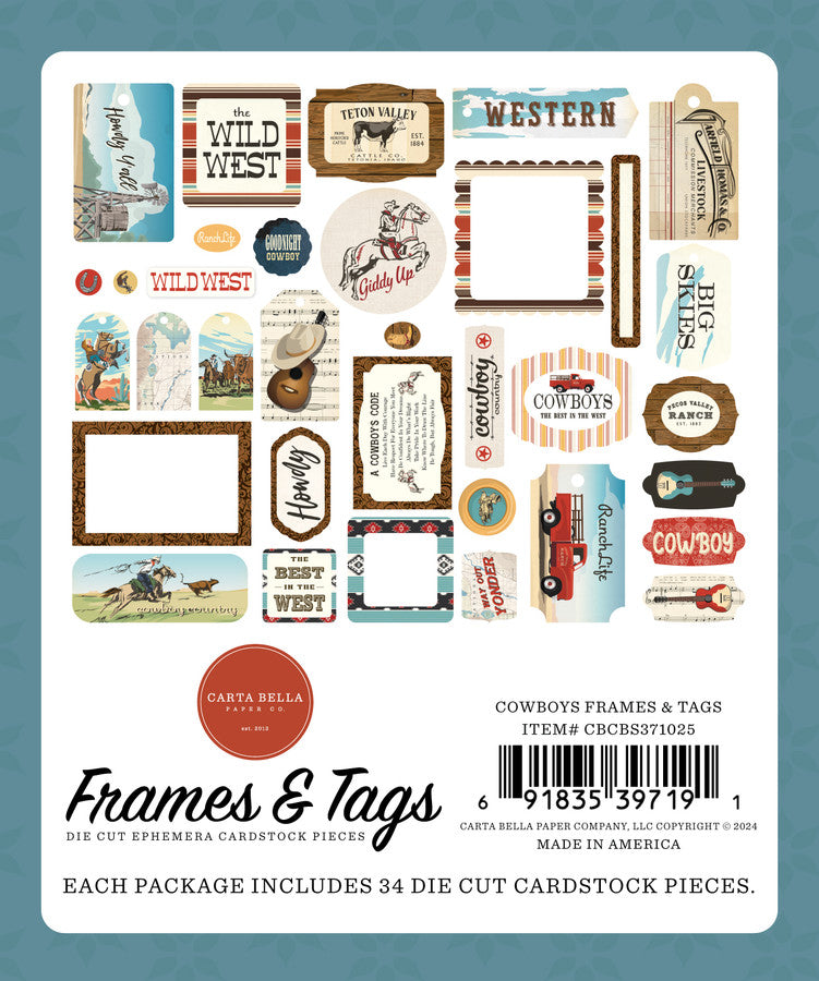 COWBOYS Frames & Tags - Carta Bella