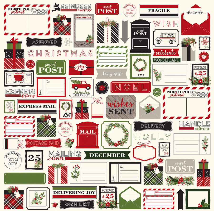 CHRISTMAS TAGS - 12x12 Patterned Cardstock - Carta Bella