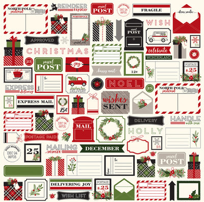 CHRISTMAS TAGS - 12x12 Patterned Cardstock - Carta Bella