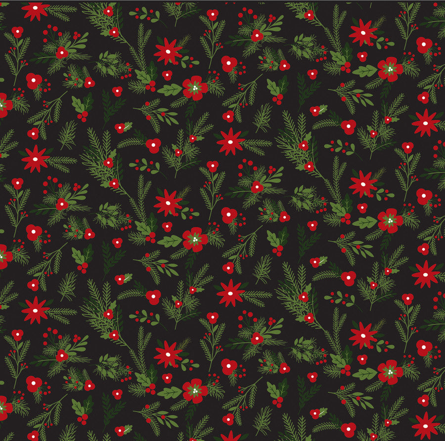 CHRISTMAS FLORAL - 12x12 Patterned Cardstock - Carta Bella