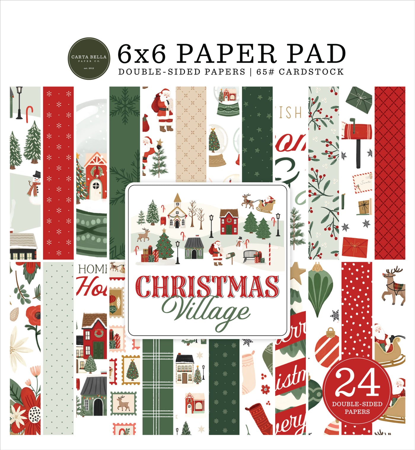 6x6 Paper Pad with Christmas Village theme on a white background