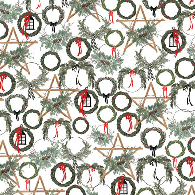 NOEL WREATHS - 12x12 Patterned Cardstock - Carta Bella