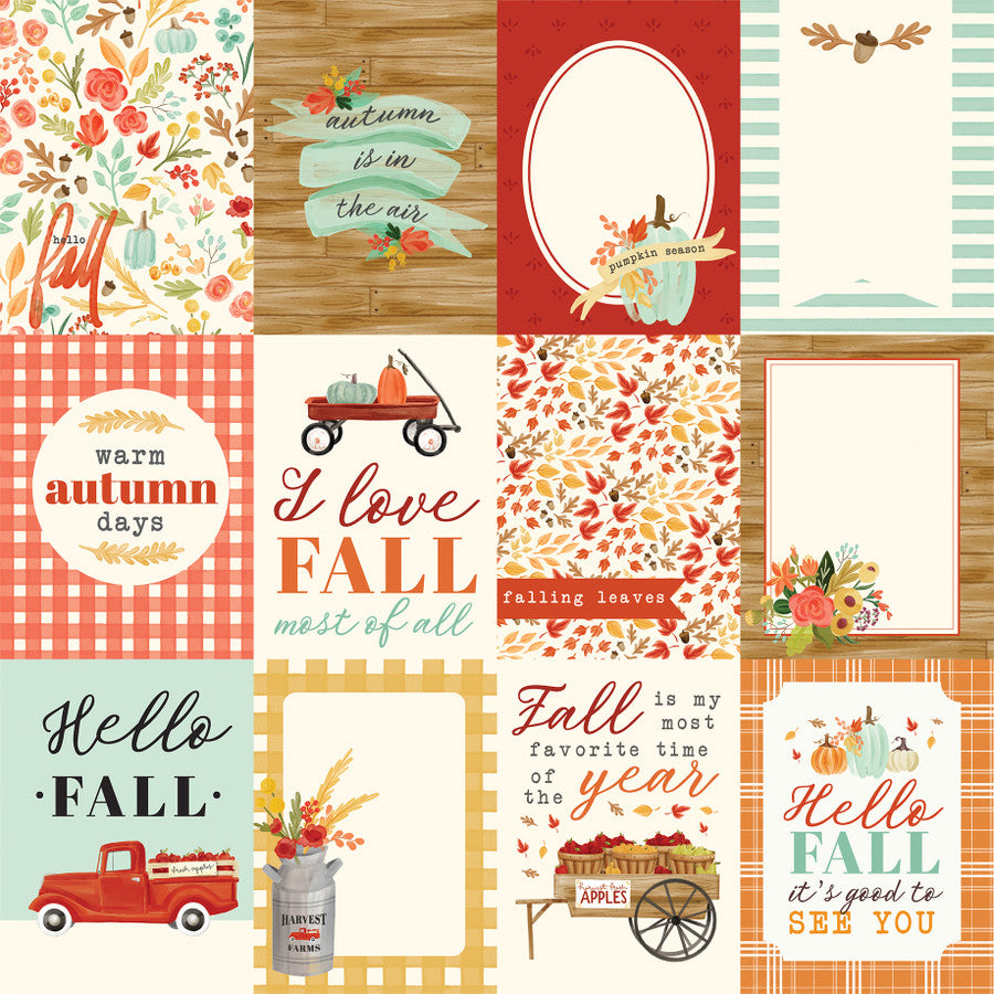 FALL MARKET 3X4 JOURNALING CARDS - 12x12 Double-Sided Patterned Paper - Carta Bella