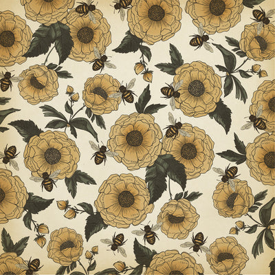 BEES AND FLOWERS - 12x12 Double-Sided Patterned Paper - Carta Bella