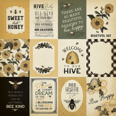 HONEY BEE 3X4 JOURNALING CARDS - 12x12 Double-Sided Patterned Paper - Carta Bella