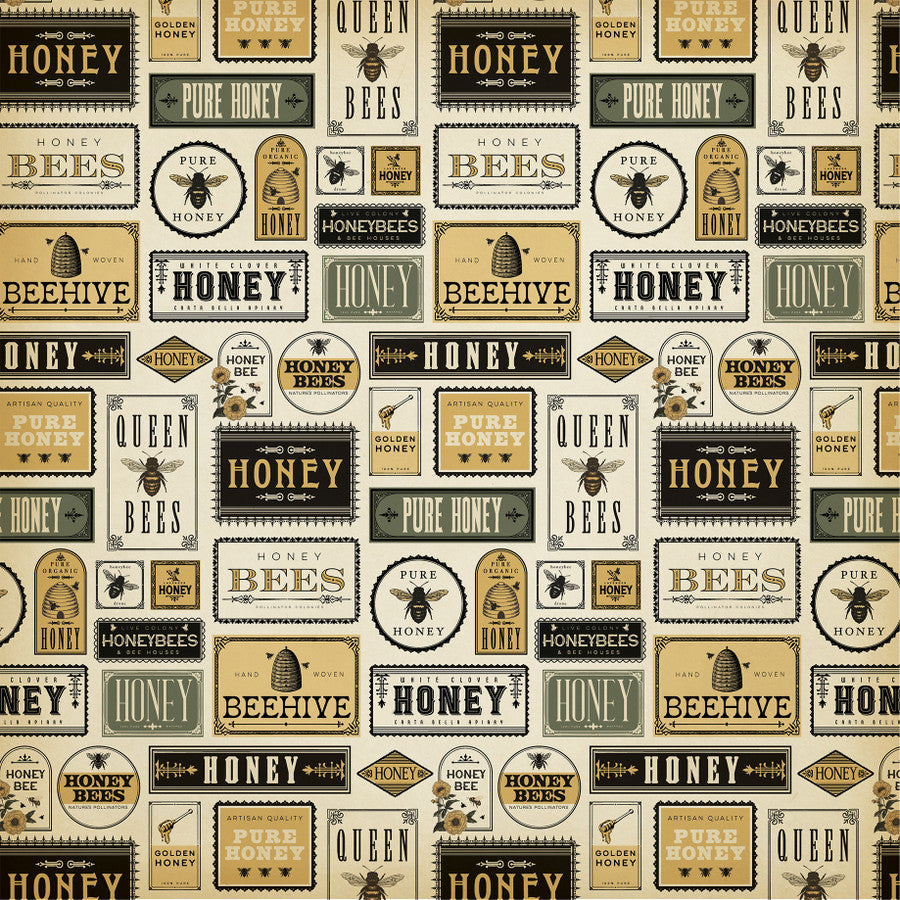 HONEY PHRASES - 12x12 Double-Sided Patterned Paper - Carta Bella