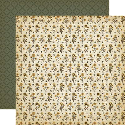 Patterned paper with small floral design on a beige background