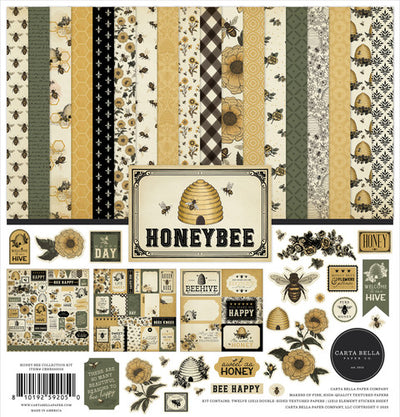 HONEY BEE 12x12 Collection Kit by Carta Bella - Collection Kit for paper crafts with 12 double-sided papers featuring a beautiful hearth and home theme. Includes a 12x12 elements sticker sheet. Archival quality.