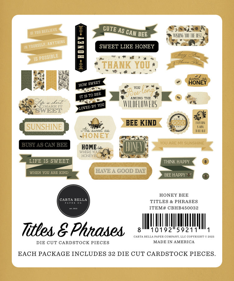HONEY BEE Titles & Phrases - Carta Bella