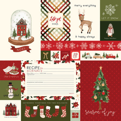 HELLO CHRISTMAS JOURNALING CARDS - 12x12 Patterned Cardstock - Carta Bella