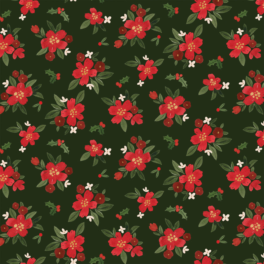 POINSETTIA FLORAL - 12x12 Patterned Cardstock - Carta Bella