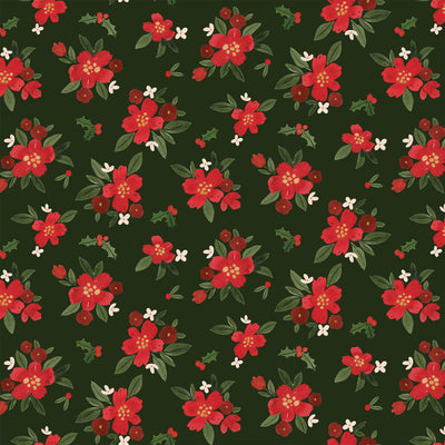 POINSETTIA FLORAL - 12x12 Patterned Cardstock - Carta Bella