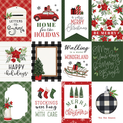 HOME FOR CHRISTMAS 3X4 JOURNALING CARDS - 12x12 Patterned Cardstock - Carta Bella