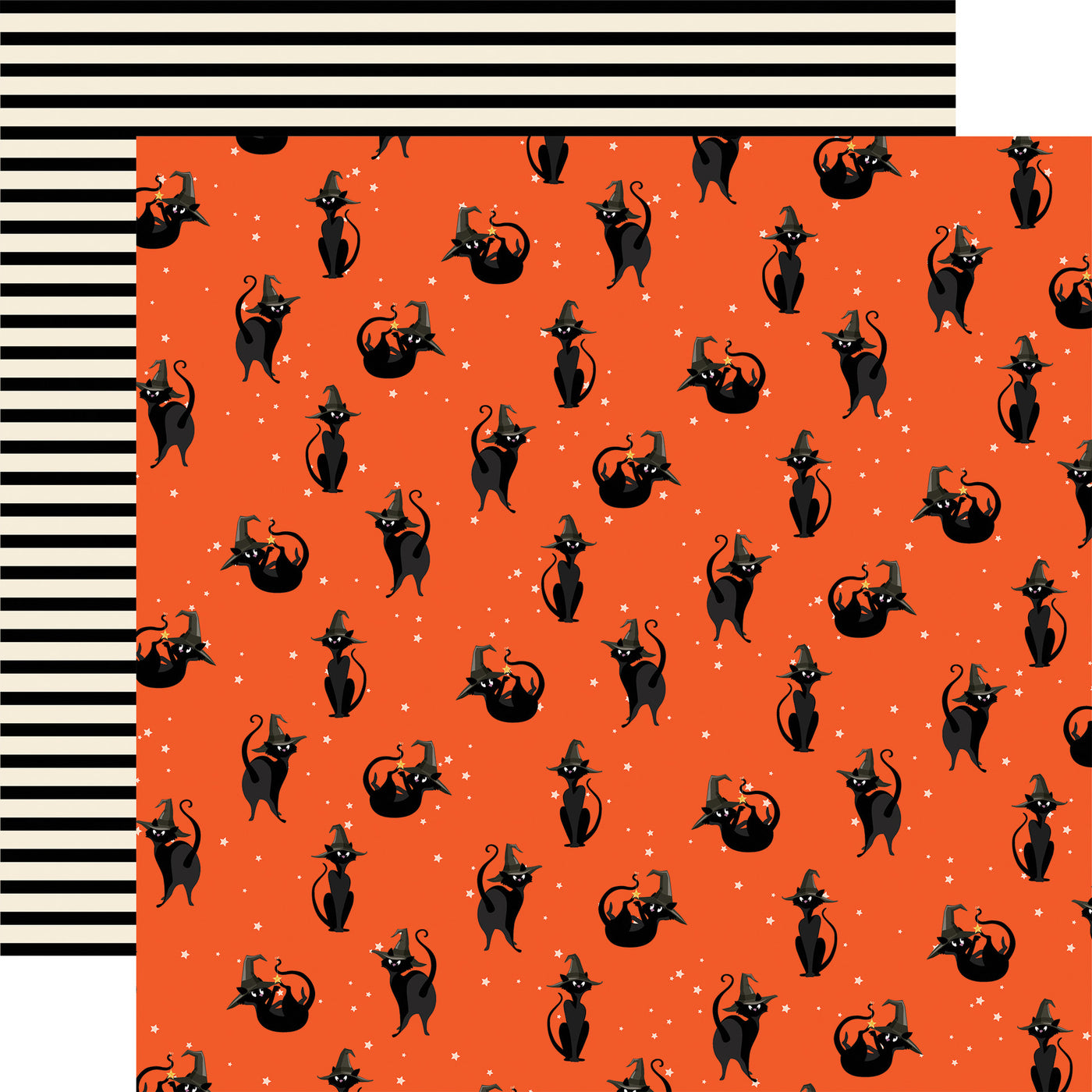 (Side A - black cats on an orange background, and Side B - black stripes on a cream background)