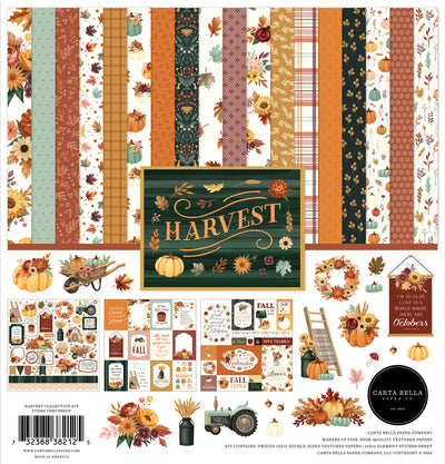 Twelve double-sided designer sheets with autumn designs and icons. 12x12 inch cardstock. 80 lb. Felt texture. 